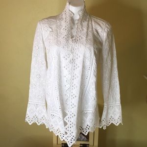 2 Piece White Eyelet Jacket & Tank Top